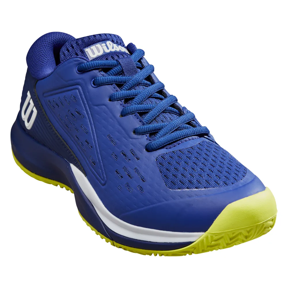 Wilson Rush Pro Ace Junior Tennis Shoes All Court - Bluing/Blue Print/Safety Yellow Lightweight