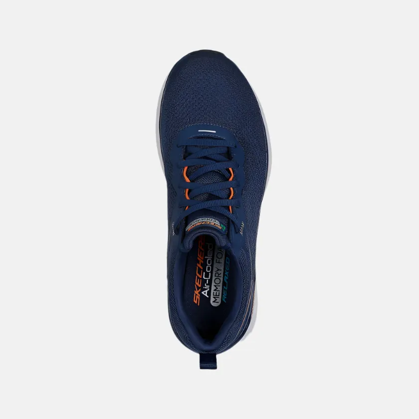 wide - toe - box running shoes Cushioned Insole Skechers Edgeride-Exxo Men's Running Shoes -Navy/Orange
