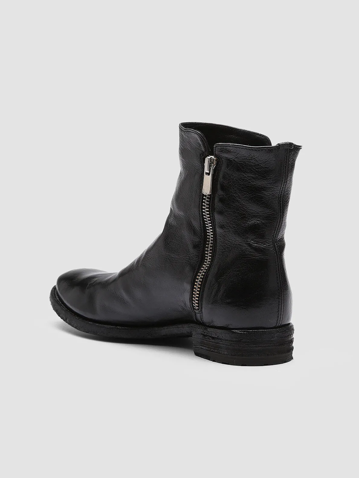 LEXIKON 097 - Black Leather Booties Cotton Base