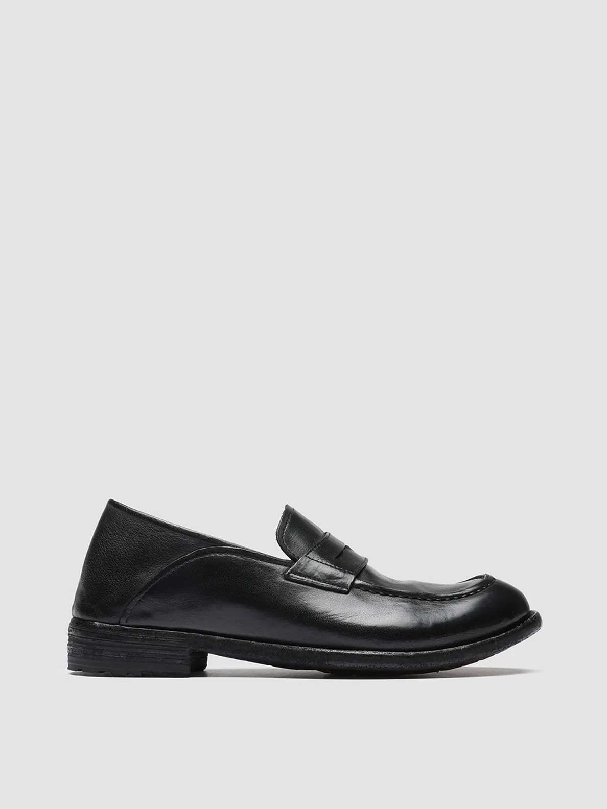 Rubber Outsole Forest Mood LEXIKON 140 - Black Leather Penny Loafers
