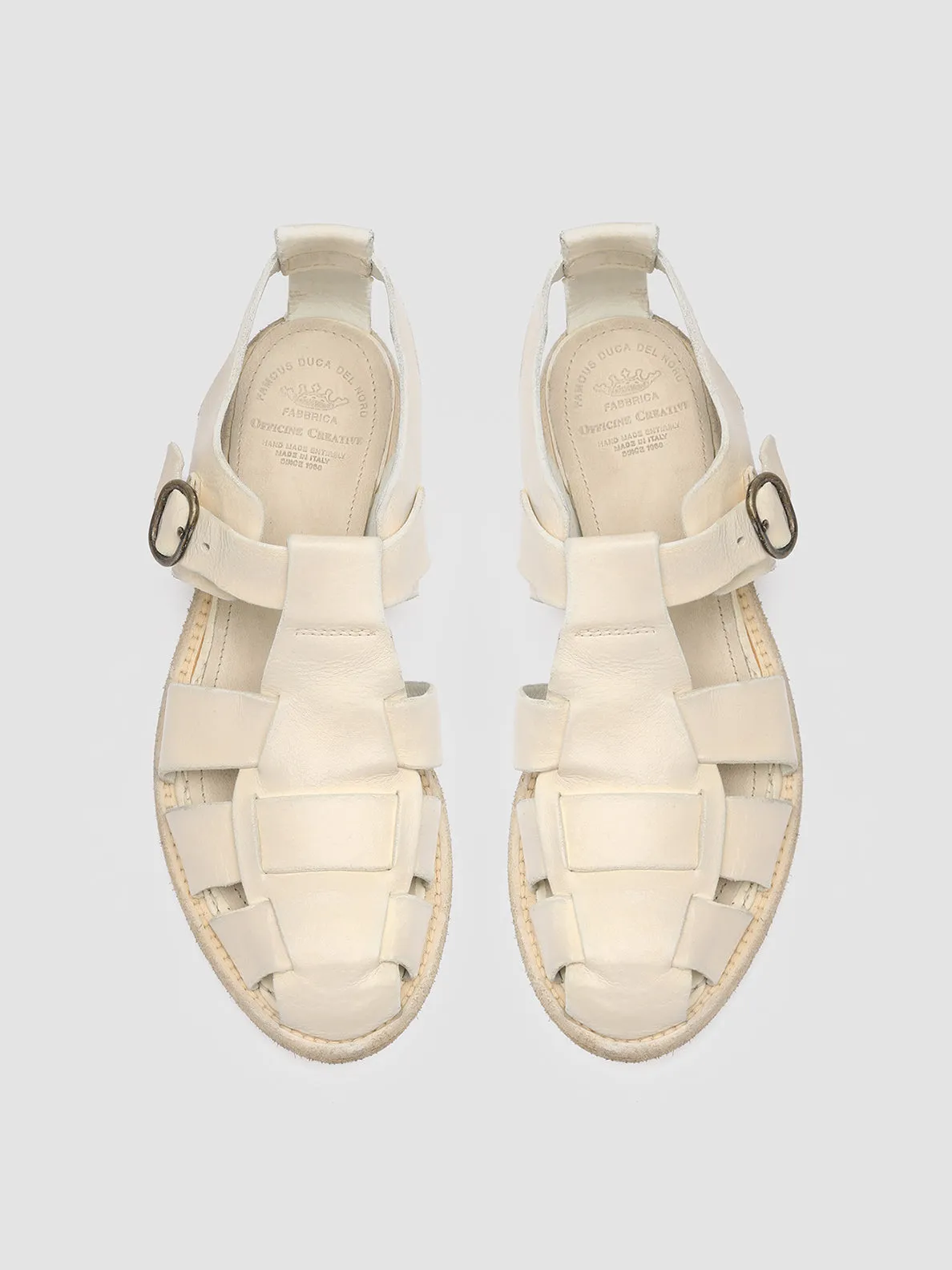 LEXIKON 536 - White Leather Sandals Formal Mode Road Long