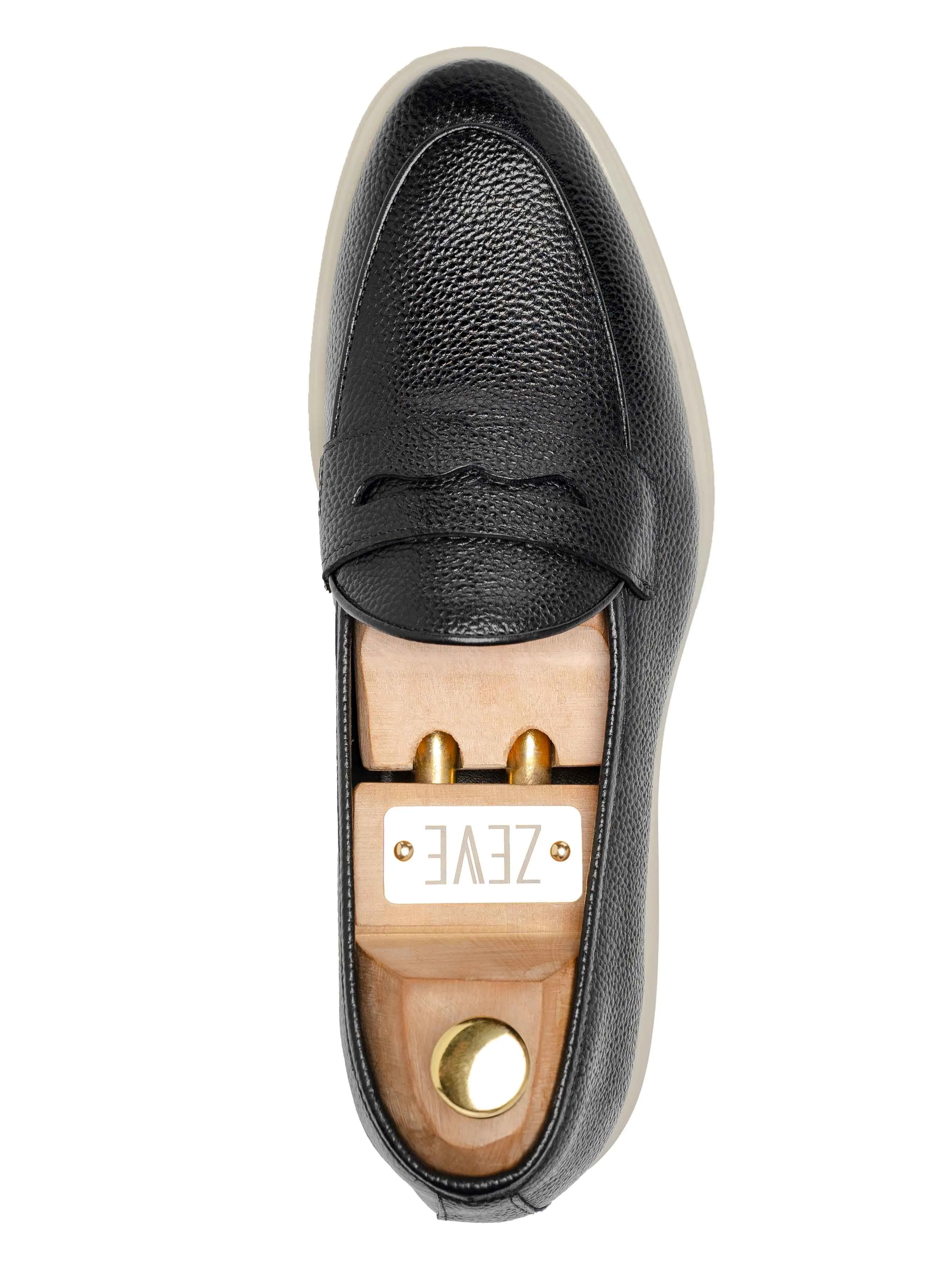 Pietro Belgian Loafer - Black Pebble Grain Leather (Soflex Sole) Everyday Cushioning Firm Sure