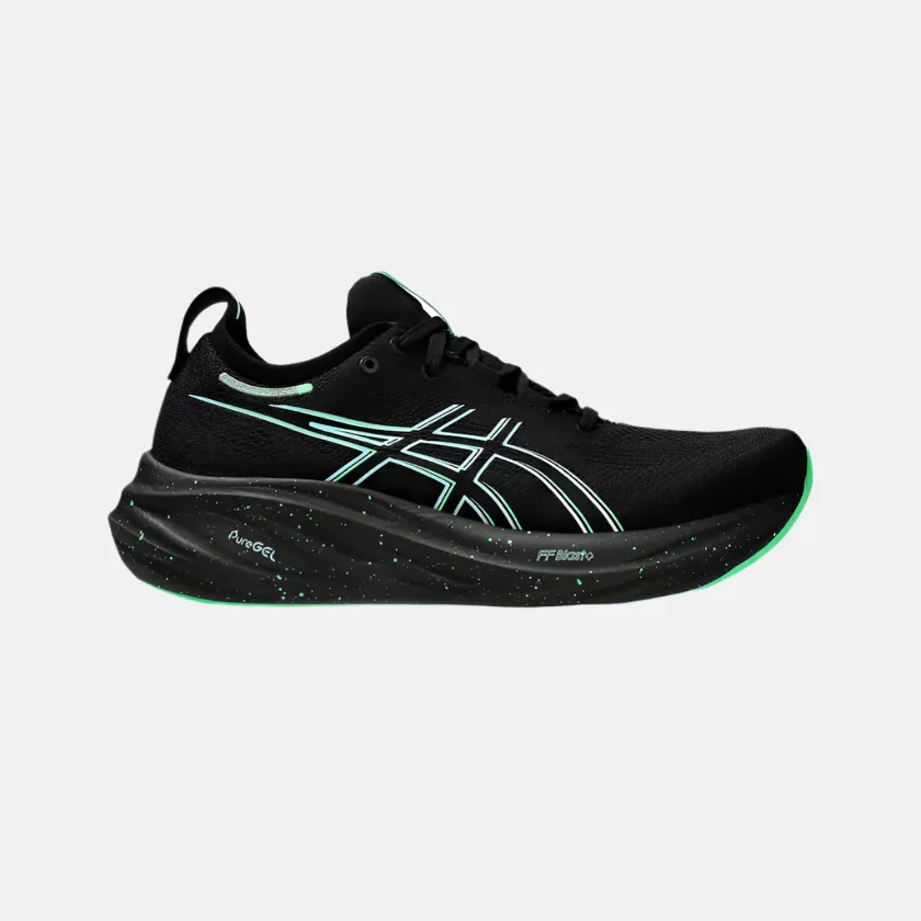 step aerobics shoes morning Asics Gel-Nimbus 26 Men's Running Shoes -Black/Soothing Sea