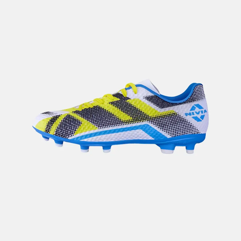 Slide Prevention Play Ready Nivia Dagger Men's Football Shoes -White/Blue