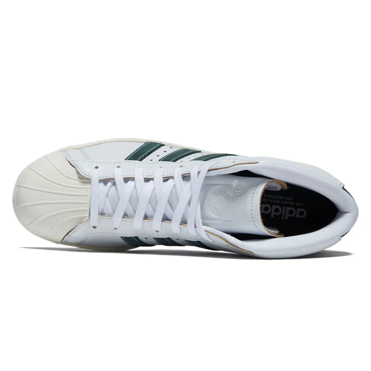 Adidas Pro Model 80 ADV Shoes - Crystal White/Core Green/Off White Skateboard Ride Fit Textured Finish