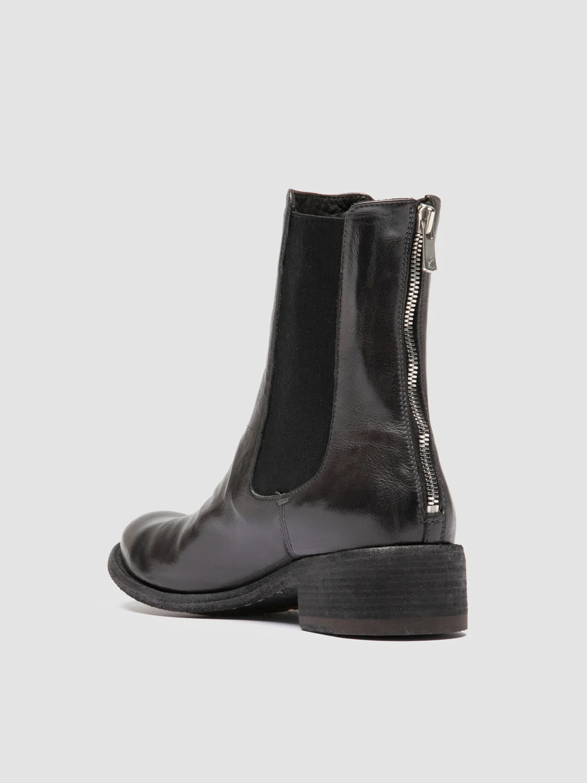 Autumn Tone Gloss Finish LISON 017 - Grey Leather Chelsea Boots