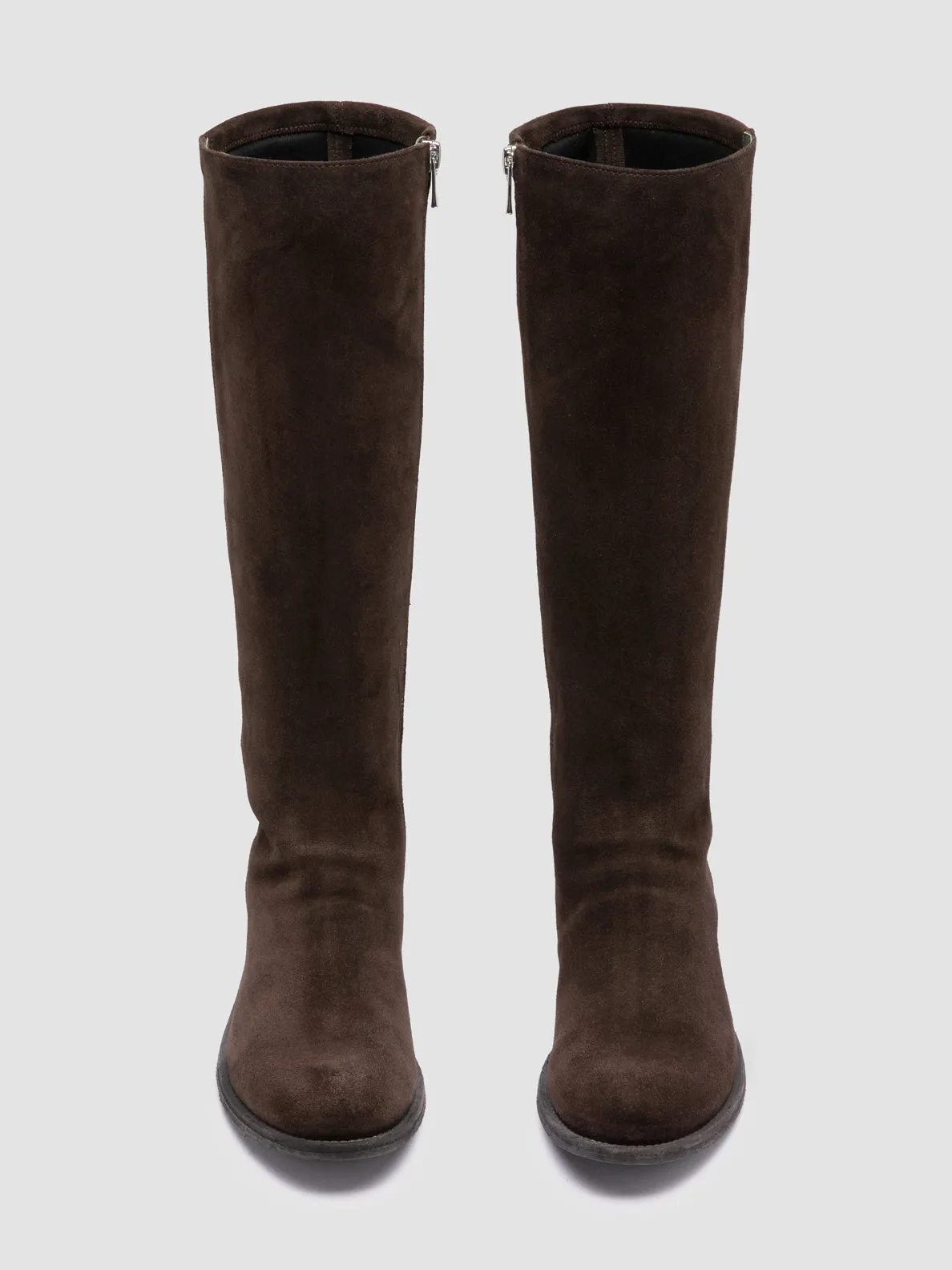 LISON 035 - Brown Stretch Suede Boots Pose Ready Event Mode