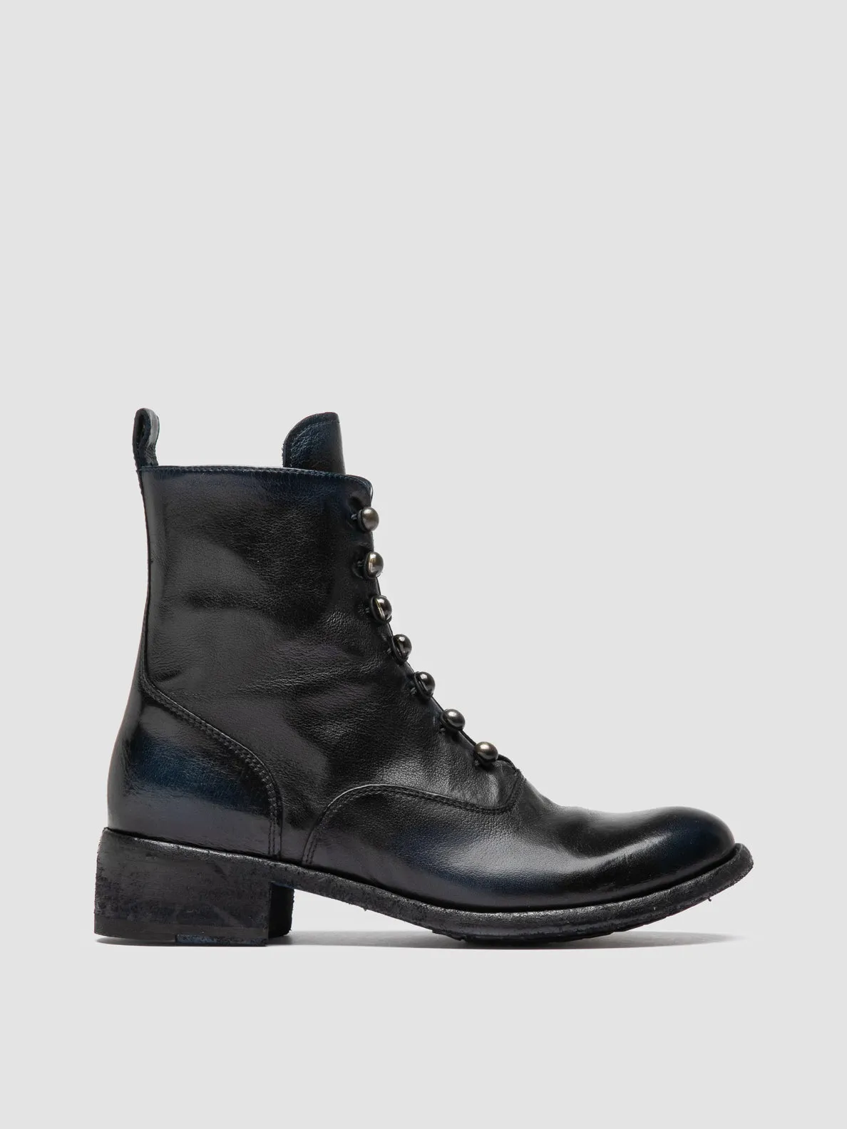 LISON 036 - Black Leather Zipped Boots Toe Guard
