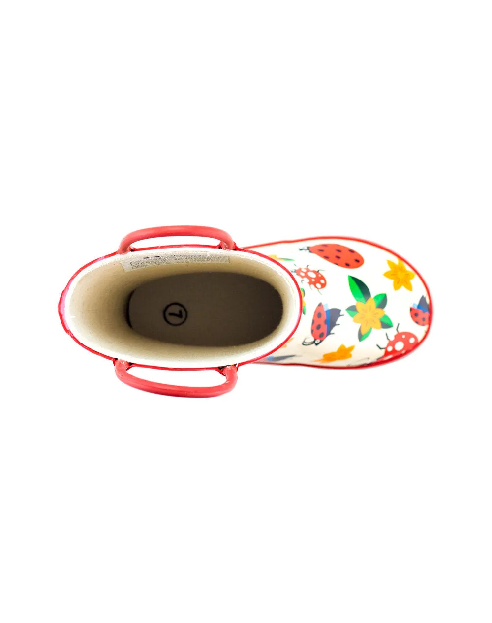 Ladybugs & Flowers Loop Handle Rubber Rain Boots Quick Step Fit