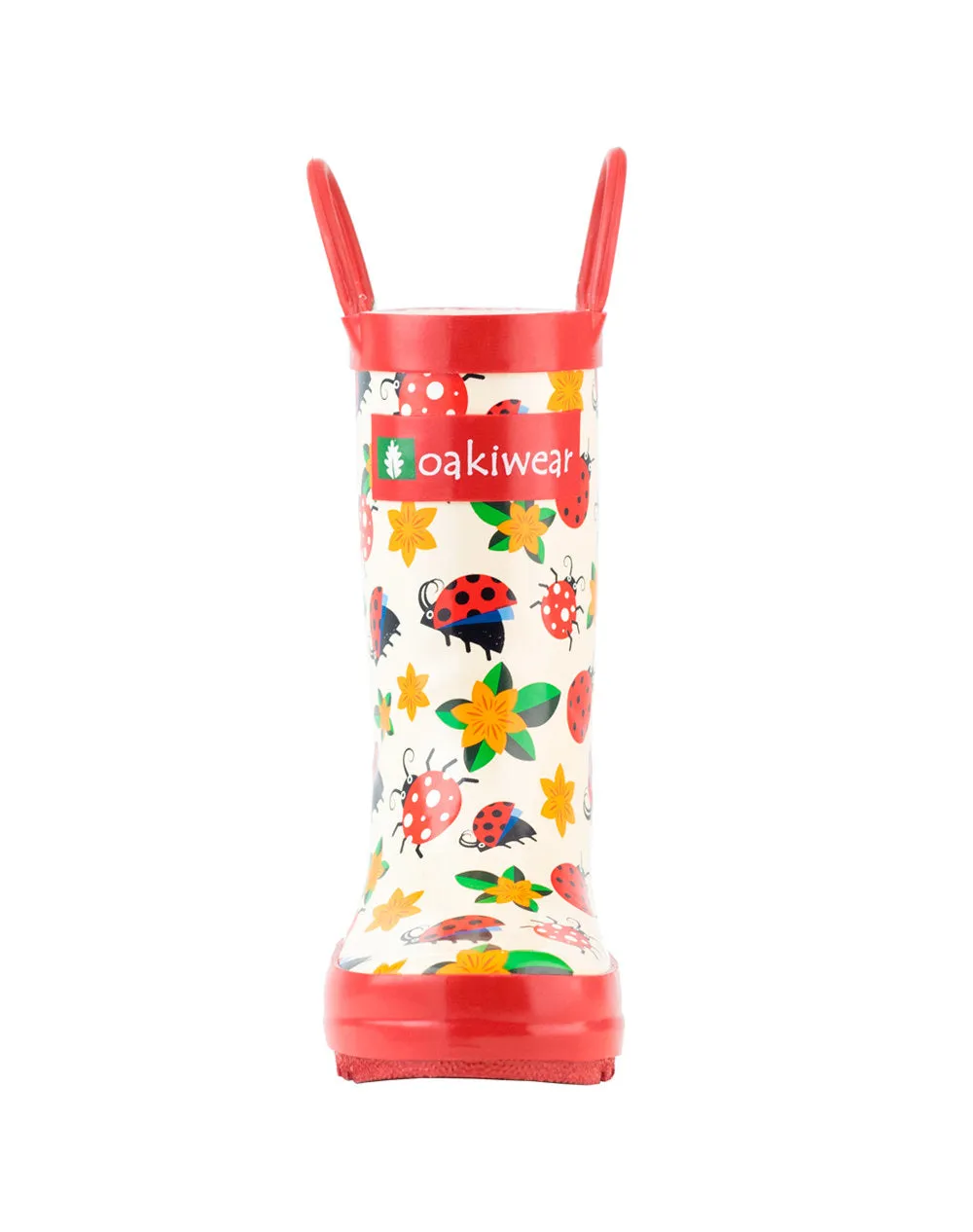 Waterproof Trail Quick Fit Wear Ladybugs & Flowers Loop Handle Rubber Rain Boots