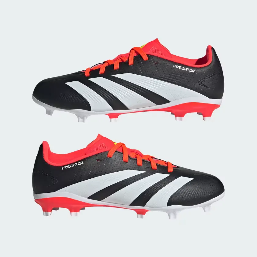 Sprint Force Turf Game Adidas Predator 24 League Firm Ground Soccer Kids Unisex Shoes (4-7Year) -Core Black/Cloud White/Solar Red