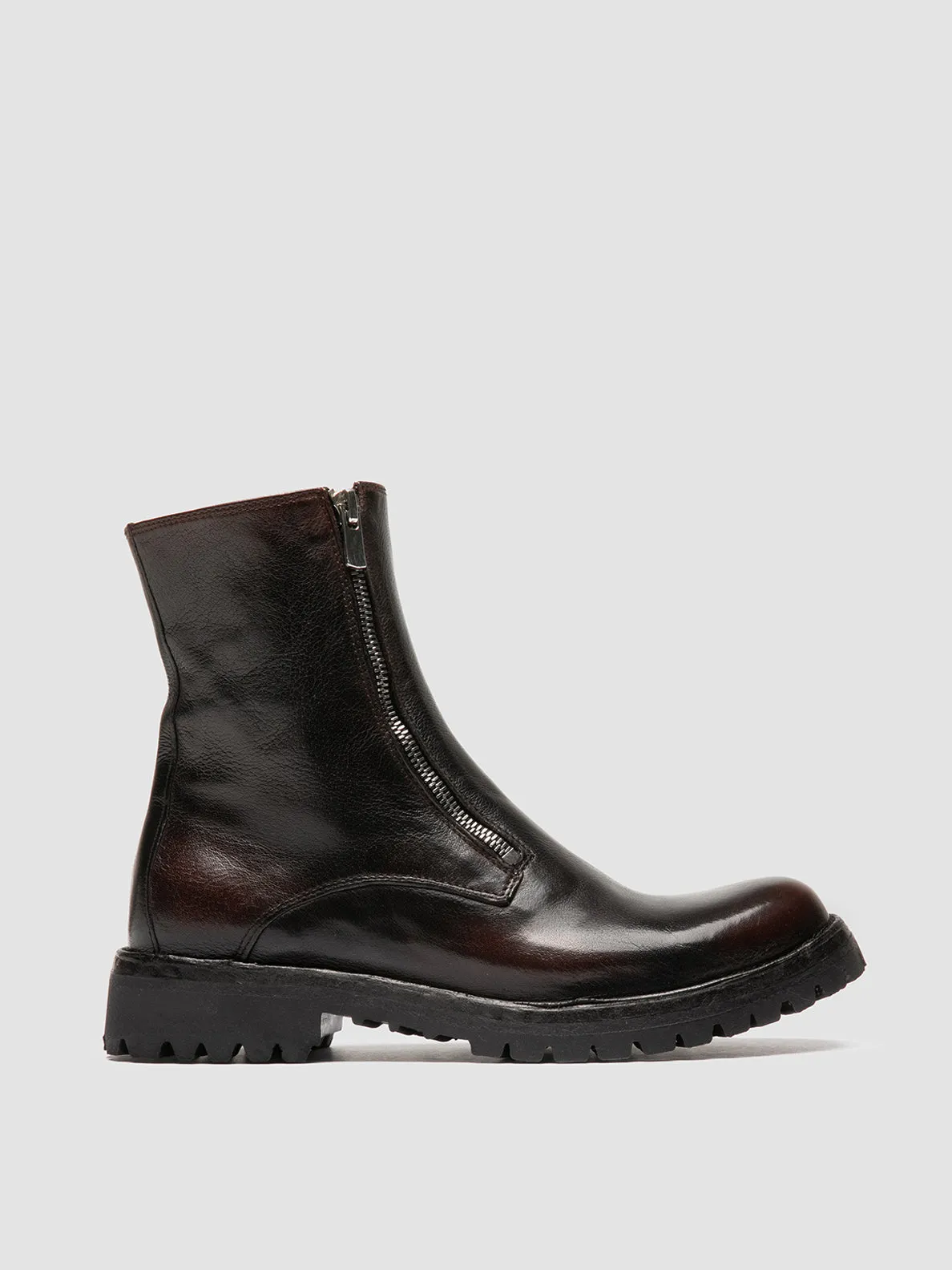LORAINE 026 - Brown Leather Zipped Boots Pond Walk