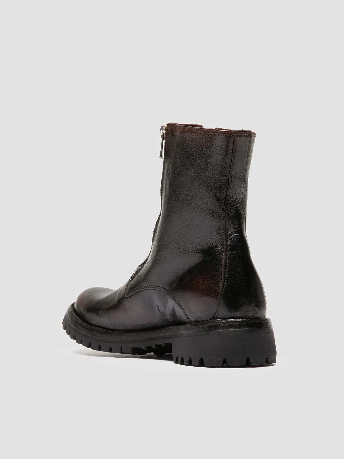 LORAINE 026 - Brown Leather Zipped Boots Fashion Edge