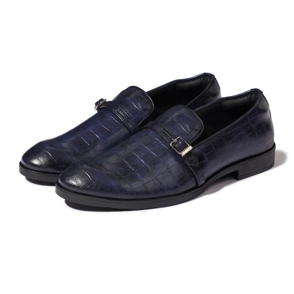 Morris- Blue Croco Belt Slipon Club Fit Refined Style