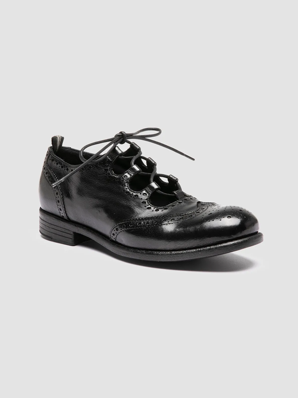 CALIXTE 079 - Black Leather Oxford Shoes Long Move