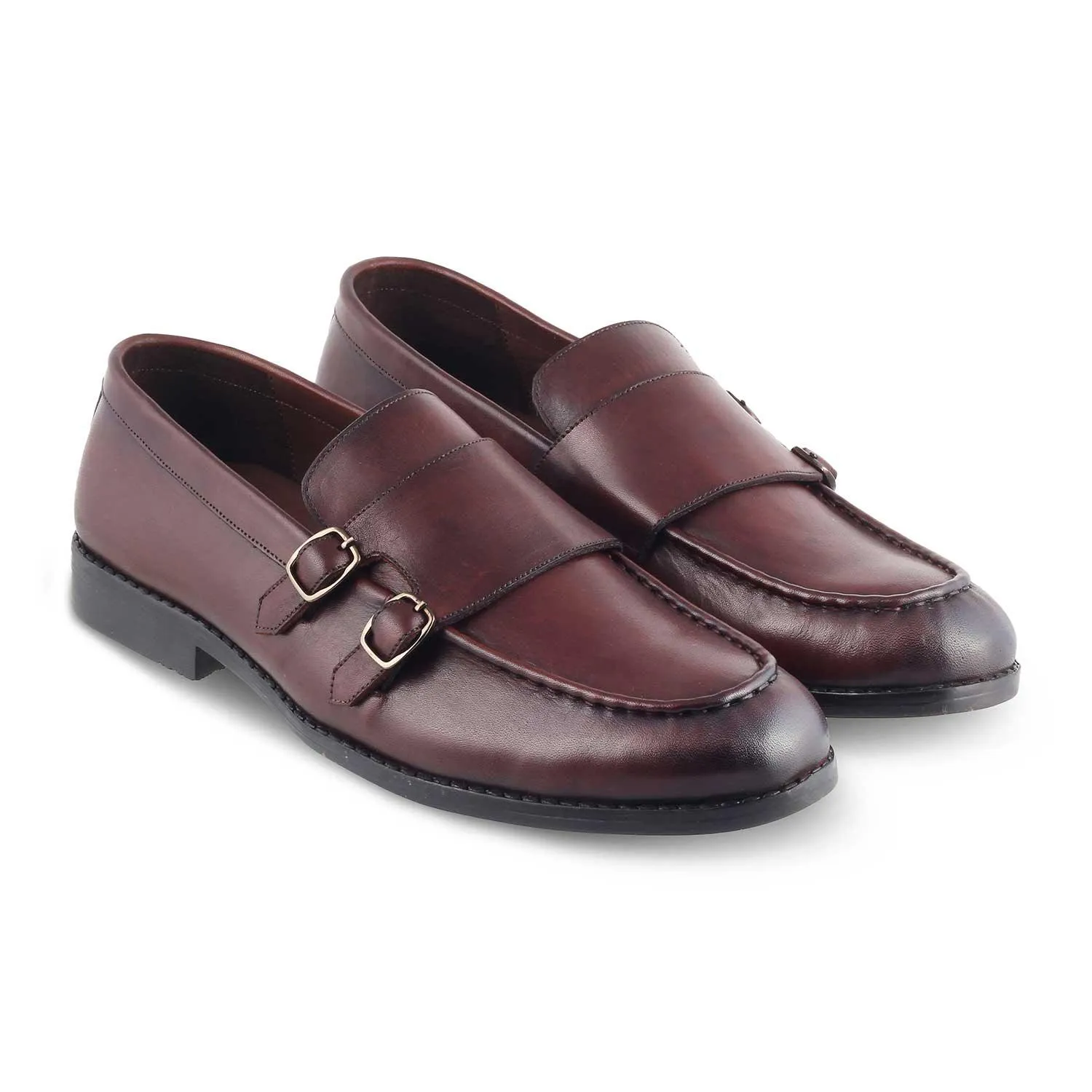 The Bondy Brown Men's Double Monk Shoes Tresmode Non Shade Groom Side