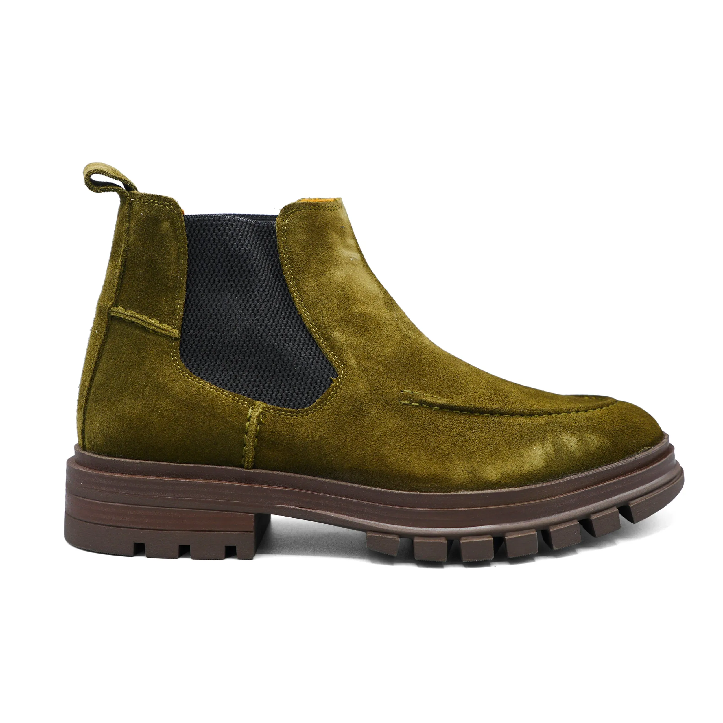 Day To Night Polished Look 6658 - Military Green Suede Chelsea Boot