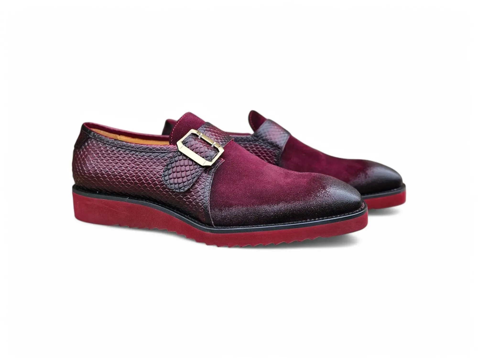 Center Fit Refined Look Multi Media Buckle Monkstrap Slip-on