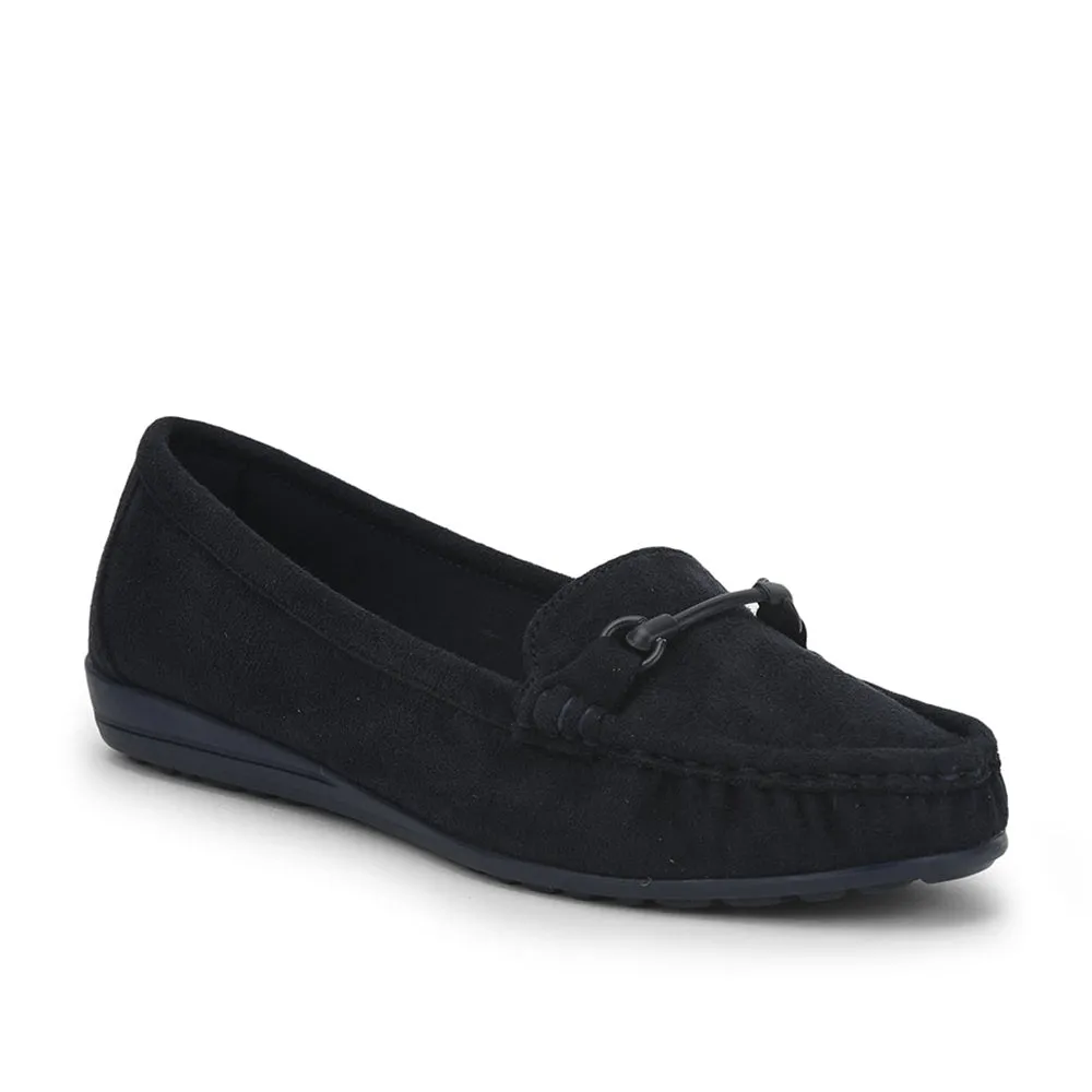 Heel Smooth Wide Base Healers Casual Navy Blue Loafers For Women HM6-10 By Liberty