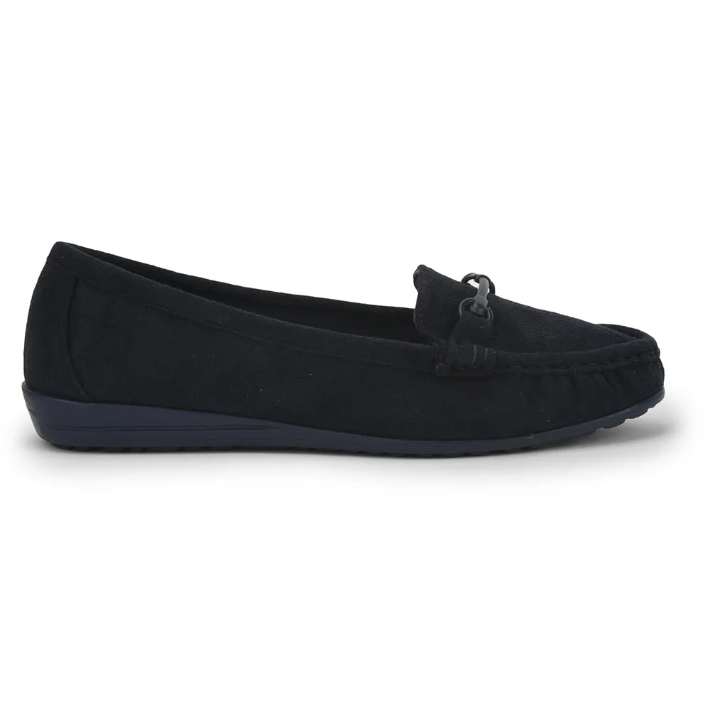 Healers Casual Navy Blue Loafers For Women HM6-10 By Liberty Quick Walk Chunky Sole