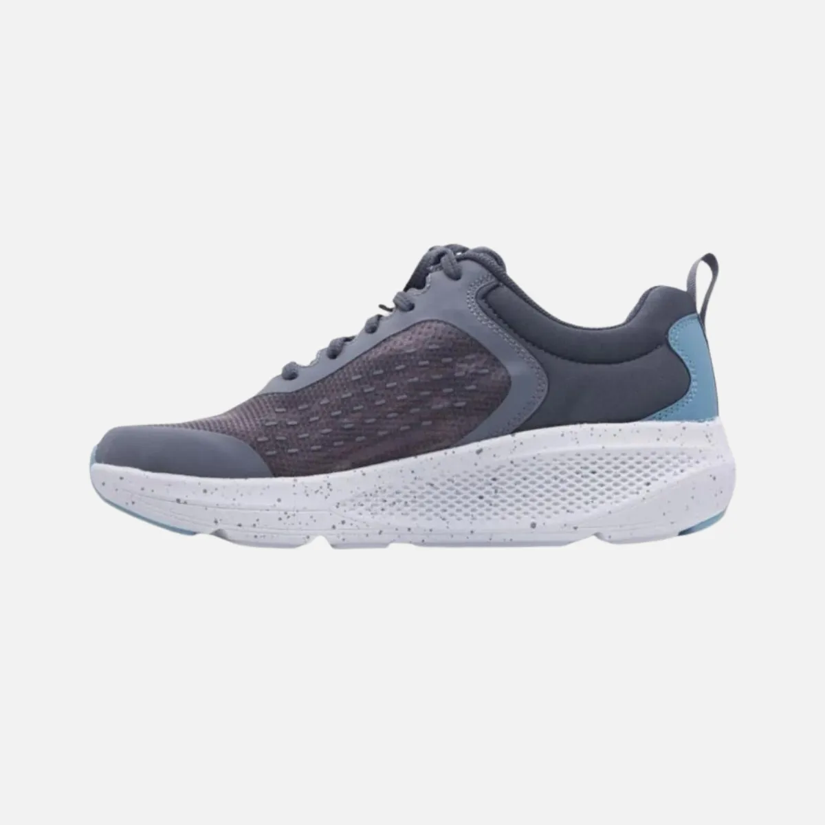 Skechers Go Run Elevate Vandura Men's Running Shoes -Grey/Orange running in a basketball court area shoes