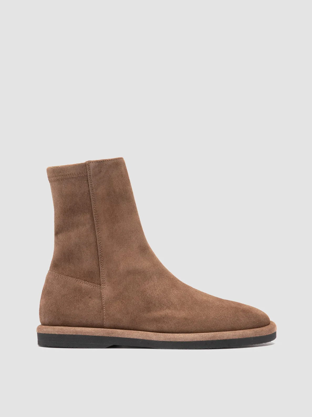 MARJORY 106 - Brown Suede Zipped Boots Mesh Dinner Look