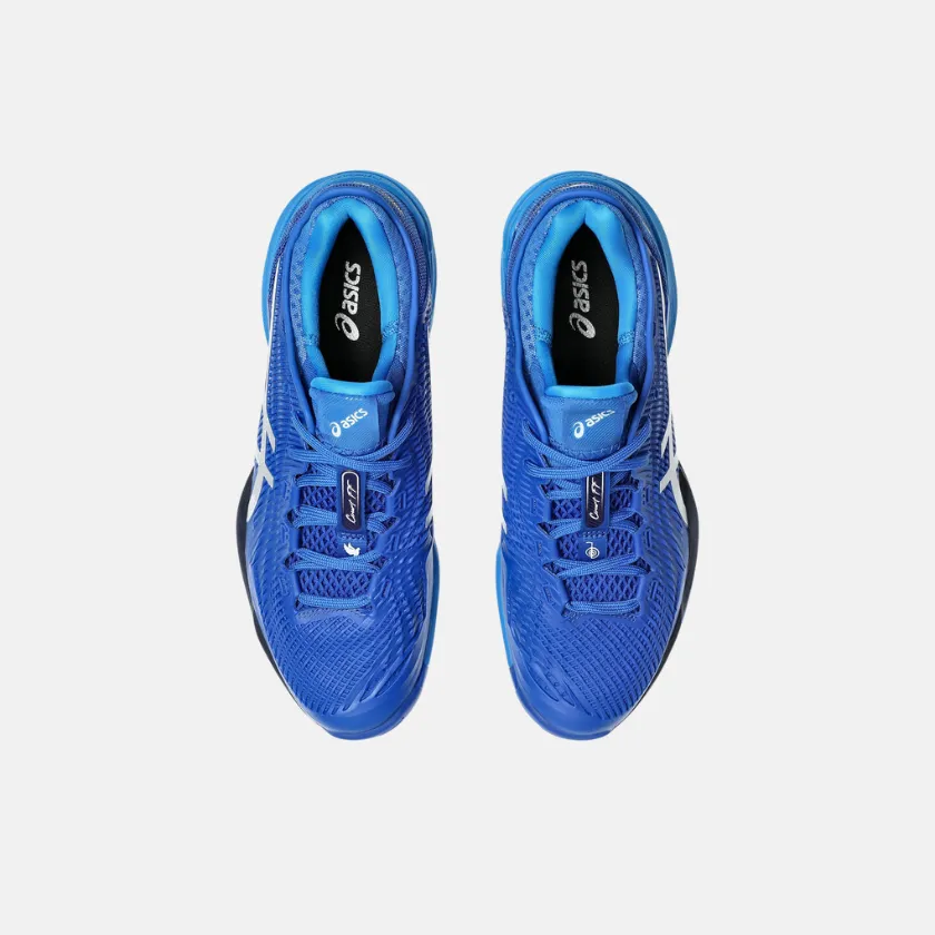 All weather ASICS COURT FF? 3 NOVAK Men's Tennis Shoes - Tuna Blue/Pure Silver