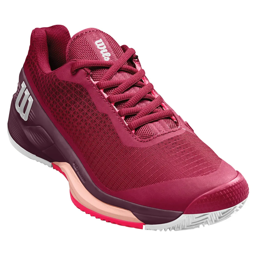 Wilson Rush Pro 4.0 Clay Court Tennis Shoes (Ladies) - Beet Red/White/Tropical Peach Stretchable Tennis