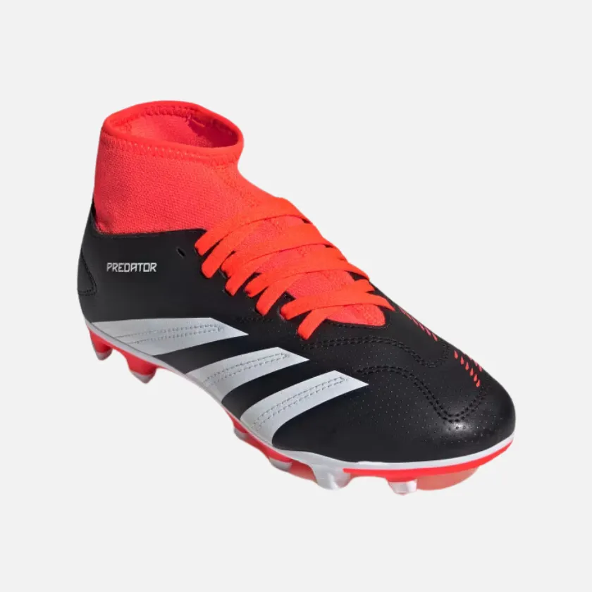 Adidas Predator Club Sock Flexible Groung Kids Unisex Football Shoes (4-16Year) -Core Black/Cloud White/Solar Red Street Play Dry Ground