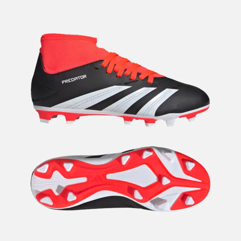 Adidas Predator Club Sock Flexible Groung Kids Unisex Football Shoes (4-16Year) -Core Black/Cloud White/Solar Red Pro Motion