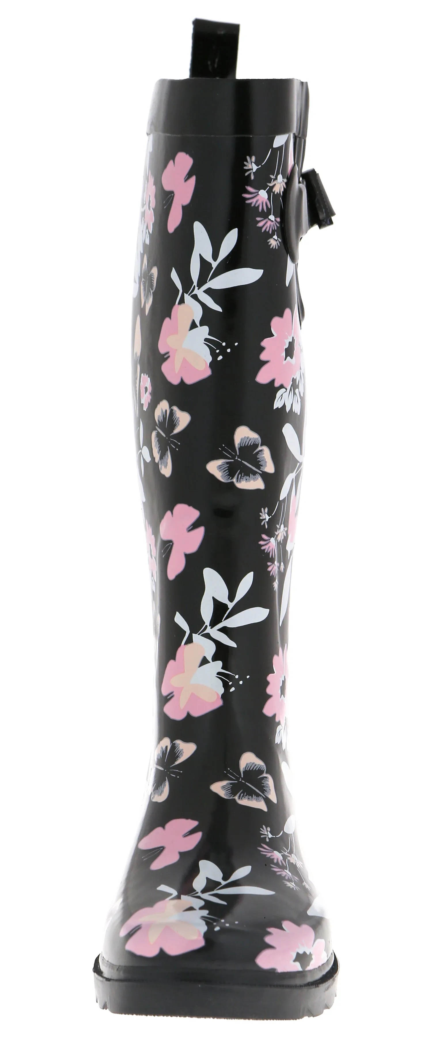 Ladies Butterfly Floral Tall Rubber Rain Boot Comfy Walking Gear