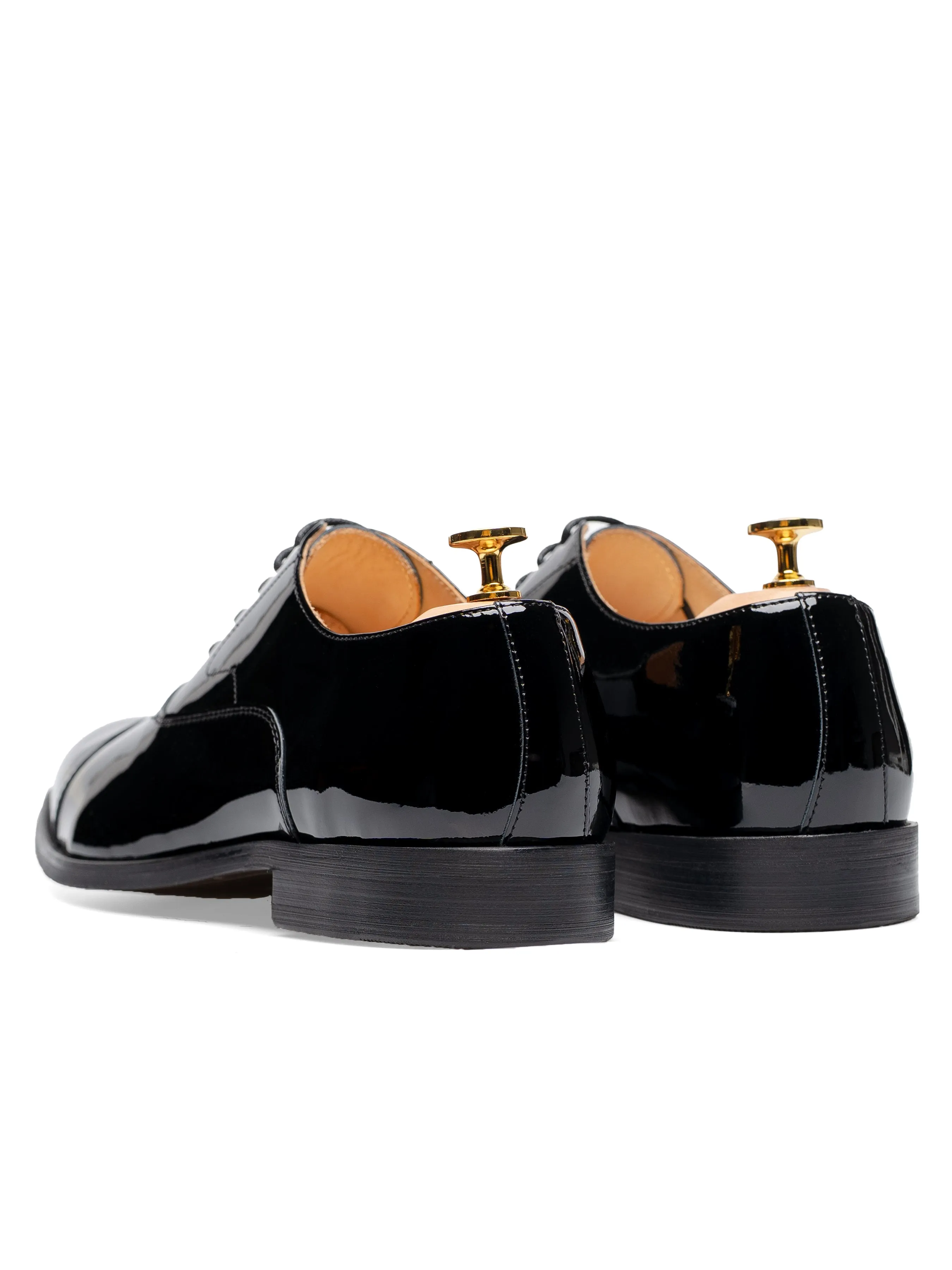 Comfortable Step Oxford Cap Toe Tux - Black Patent Leather