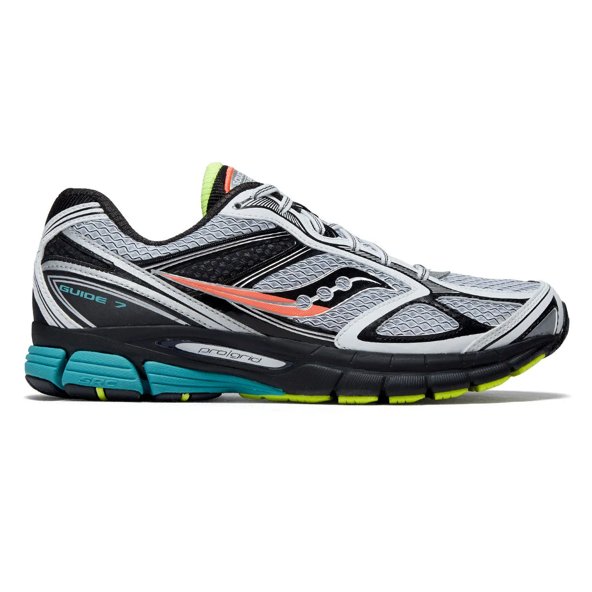 Slip Resistant Saucony Progrid Guide 7 Shoes - White/Teal