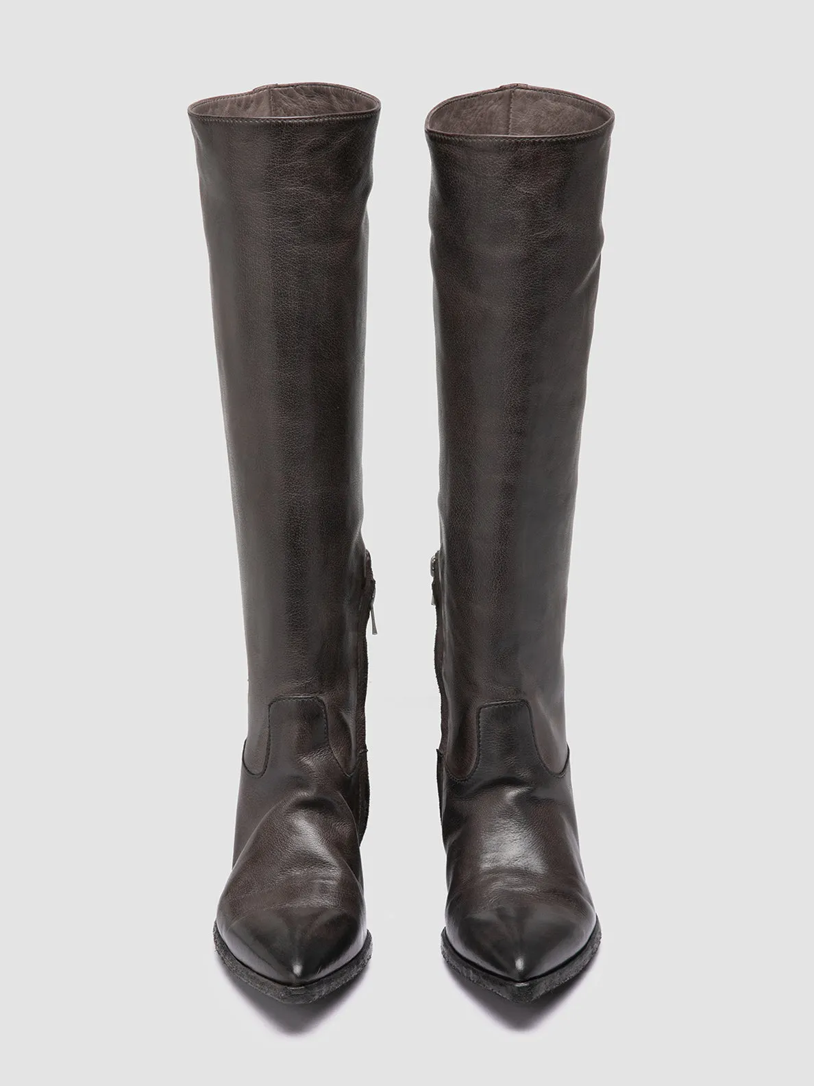 NOELIE DD 104 - Grey Leather Pull On Boots Fashionable