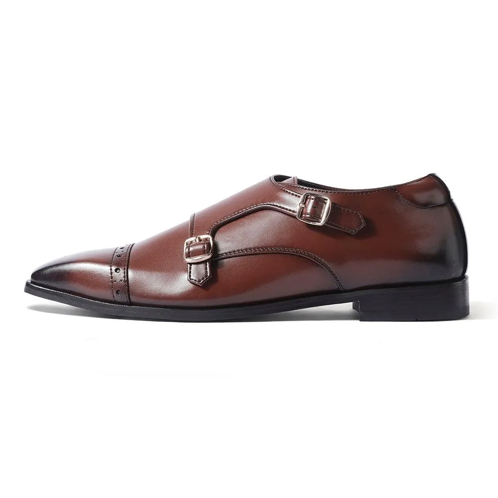Embossed design Benjamin - Tan Double Monk