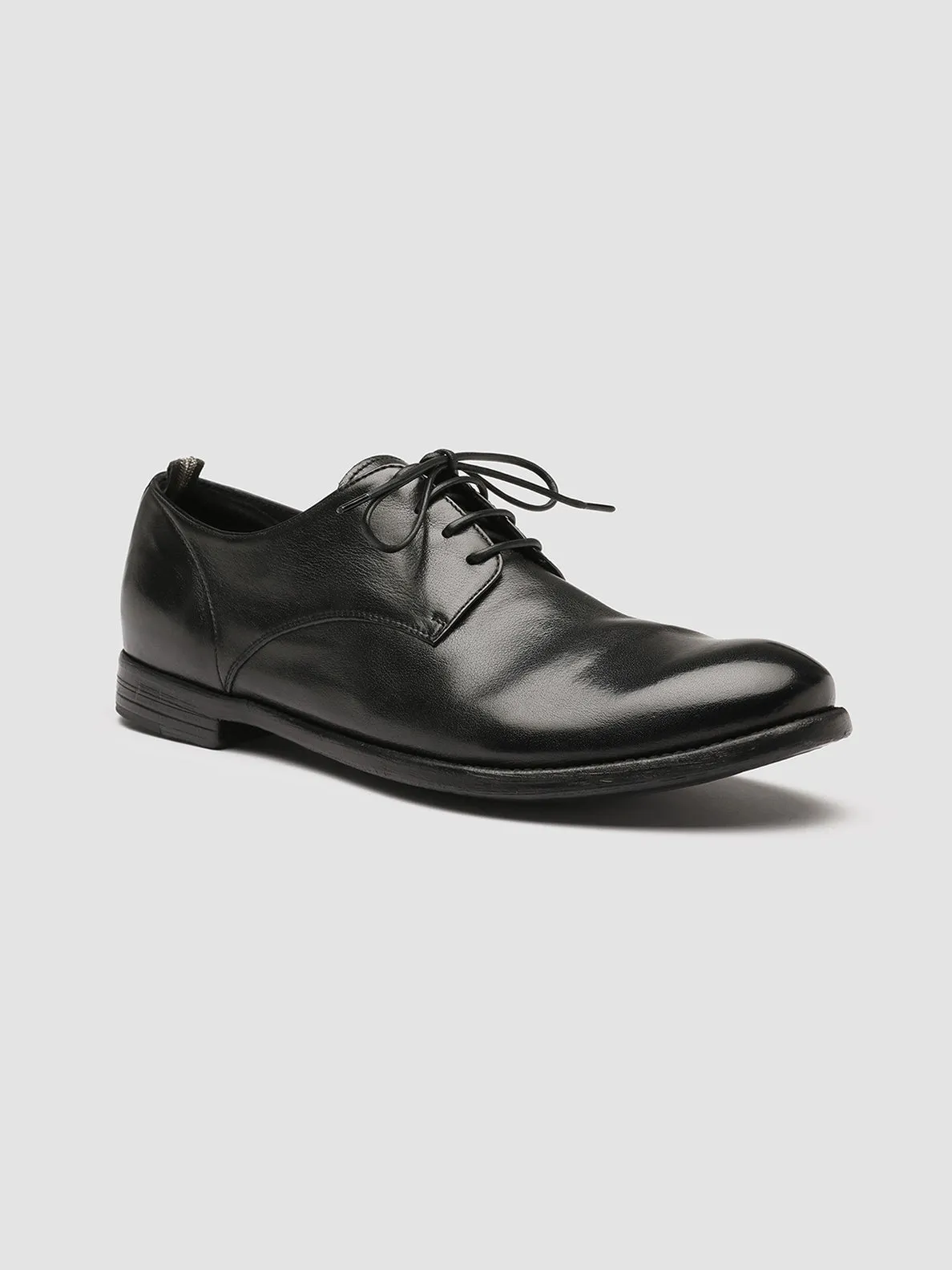 Chic Detail Smooth Sleek Finish ARC 515 - Black Leather Derby Shoes