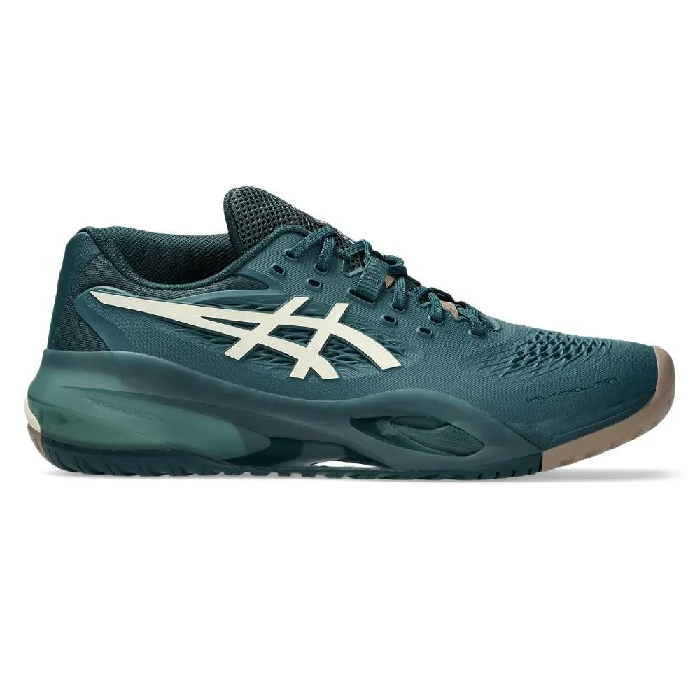 Asics Gel Resolution X Men's Tennis Shoe (Saxon Green/Birch) Good Traction Soft Interior