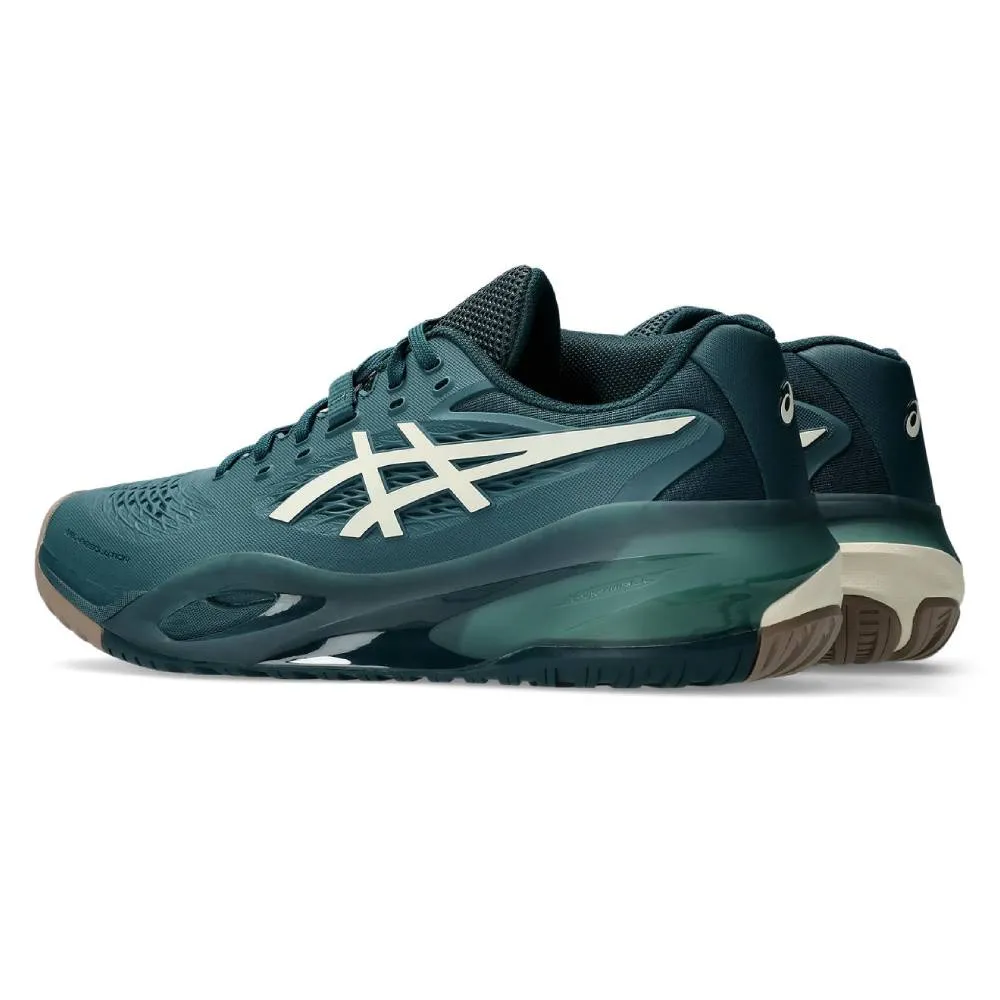 Slip Resistant Multi Surface Asics Gel Resolution X Men's Tennis Shoe (Saxon Green/Birch)