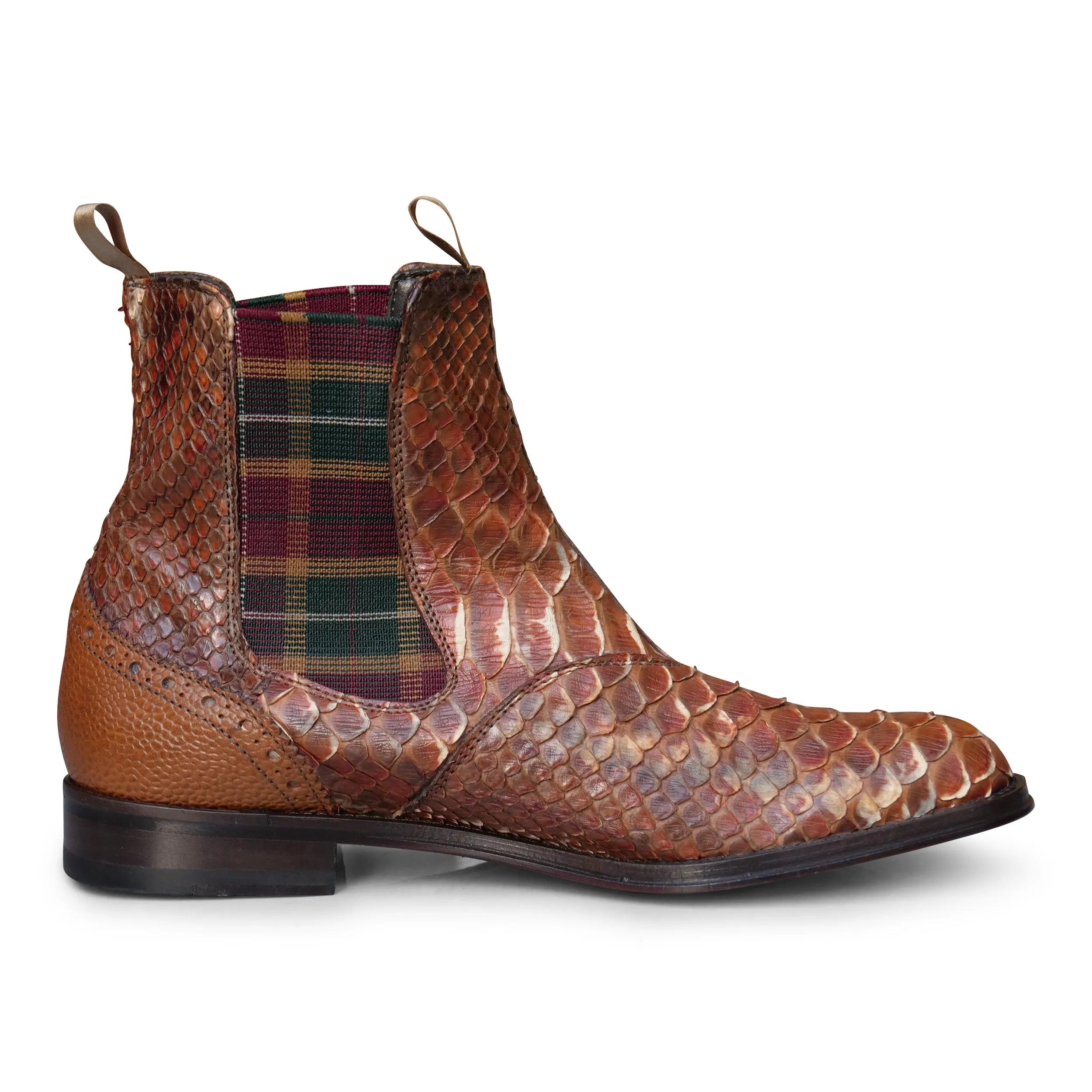 15152 - Brown Snake Skin Chelsea Boots For All Seasons Elegant Look