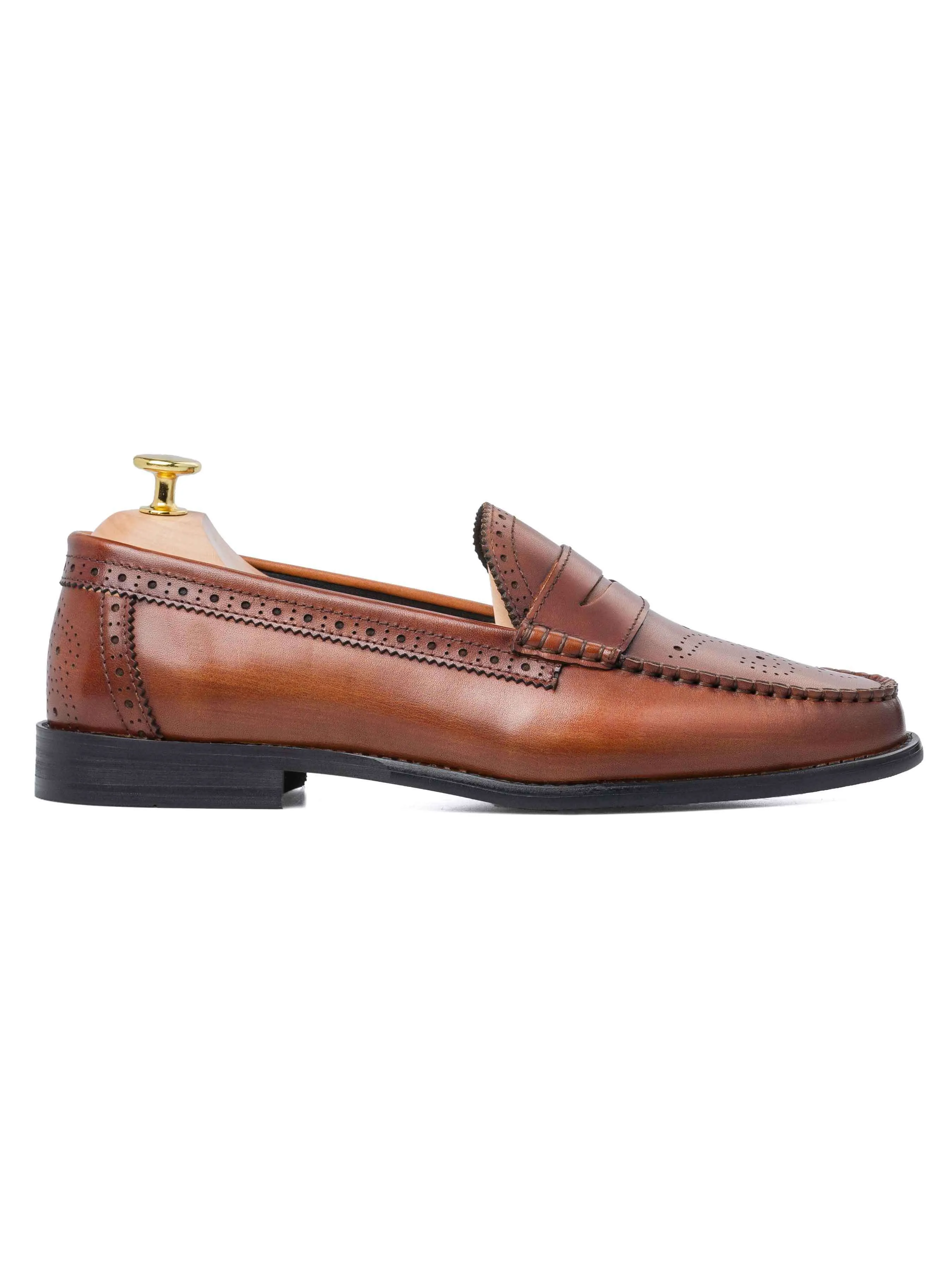 Brogue Penny Loafer - Cognac Tan Cool Flow