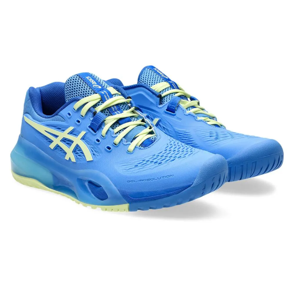 Asics Gel Resolution X Women's Tennis Shoe (Blue Coast/Huddle Yellow) Flex Fit
