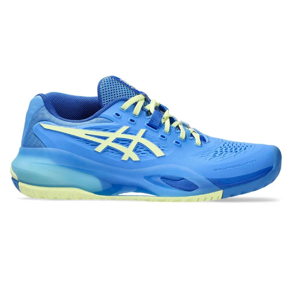 Stability Cushion Asics Gel Resolution X Women's Tennis Shoe (Blue Coast/Huddle Yellow)