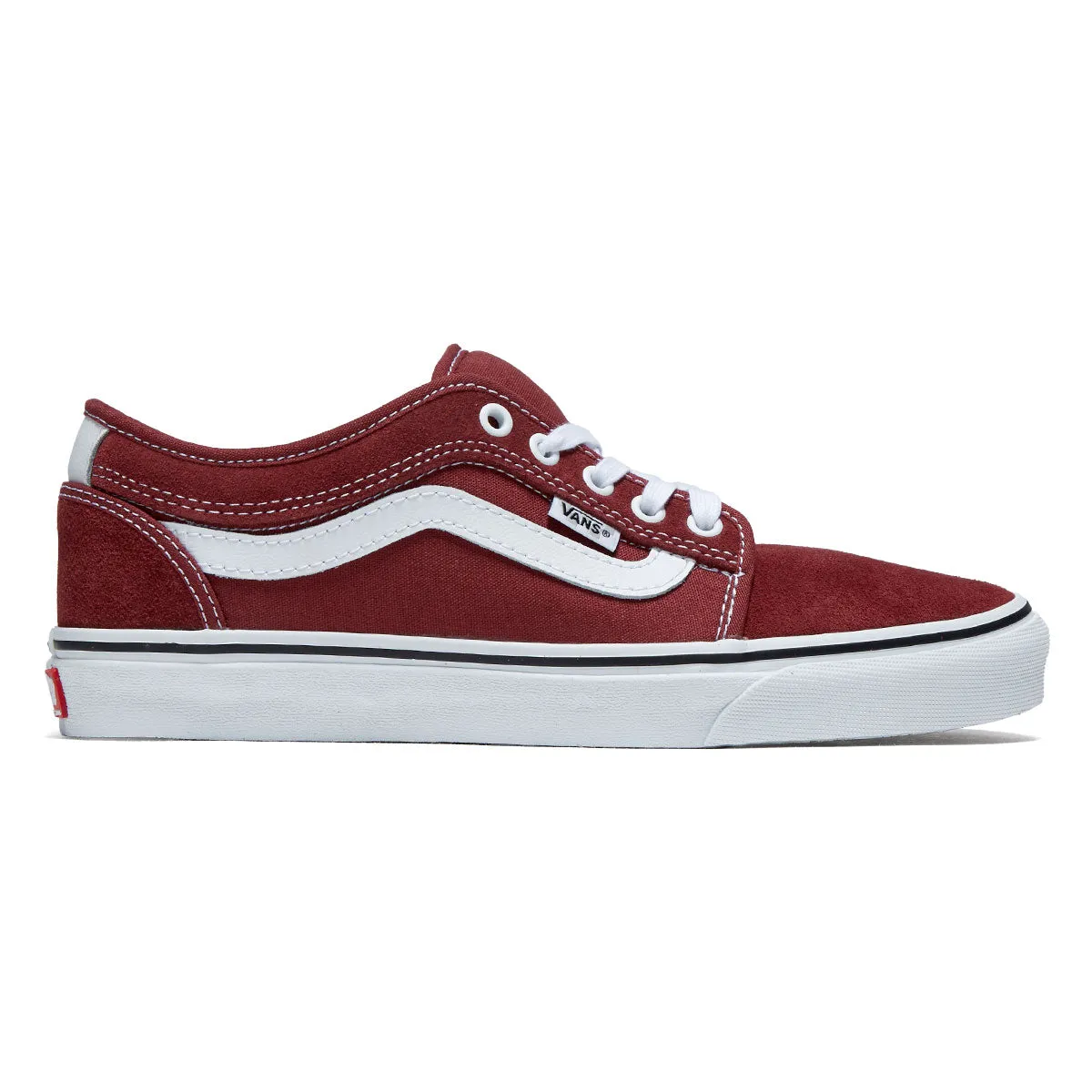 Vans Skate Chukka Low Sidestripe Shoes - Burgundy/White All Action Ready Grip Fit
