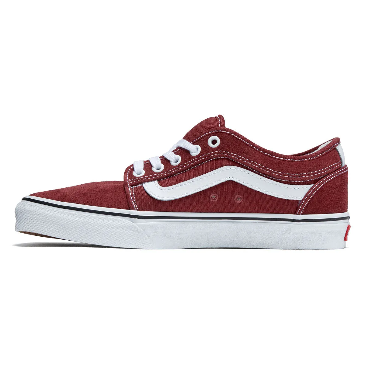 Sport Style Urban Action Ride Vans Skate Chukka Low Sidestripe Shoes - Burgundy/White