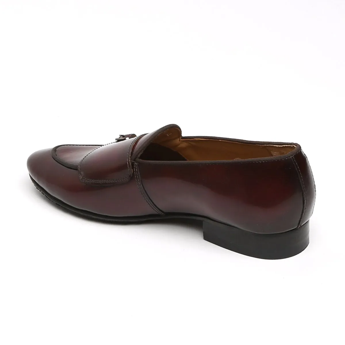 Wine Monk Strap Slip-On In Brush Off Leather By Brune & Bareskin Stand Firm
