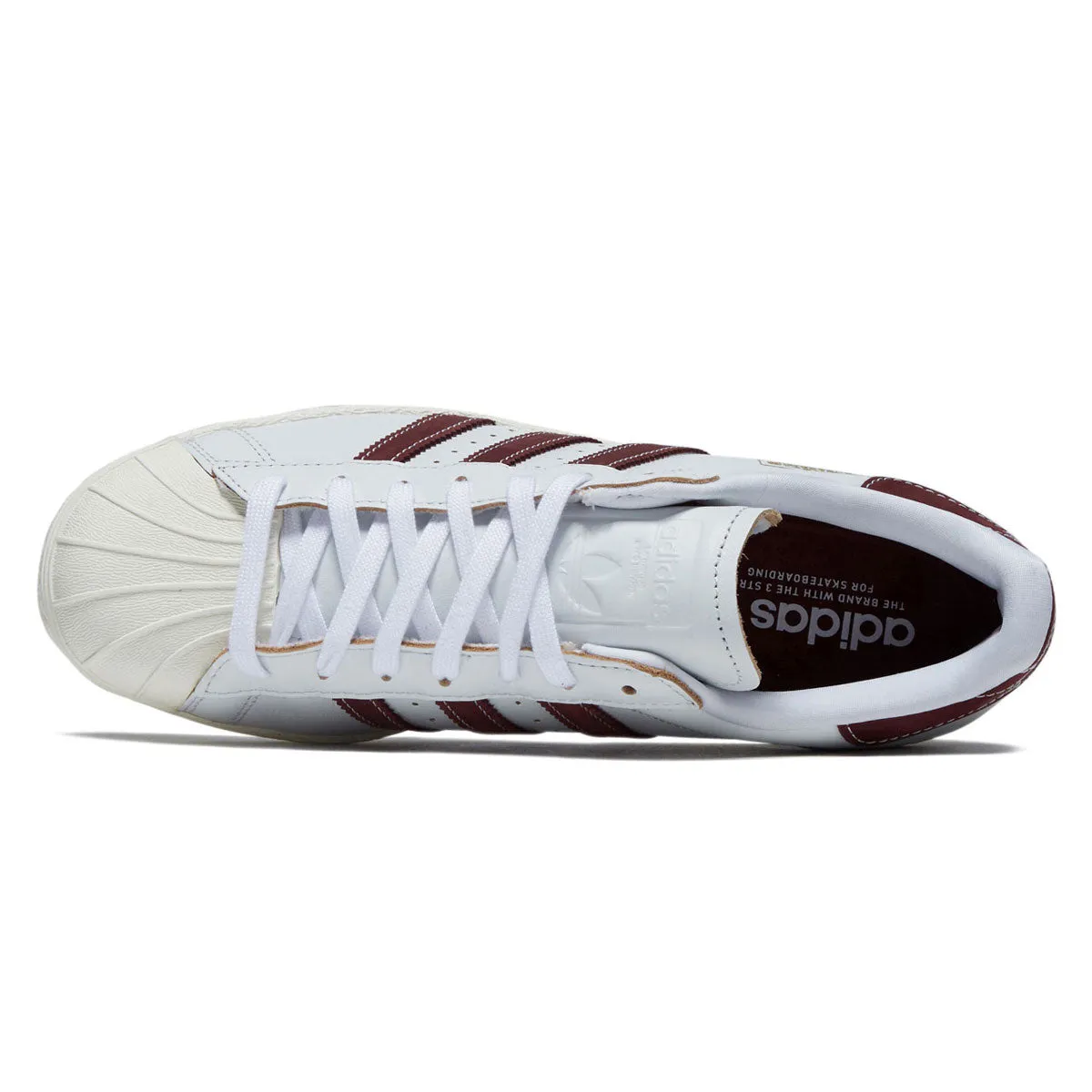 Grip Control Adidas Superstar 80 ADV Shoes - Crystal White/Red/Off White