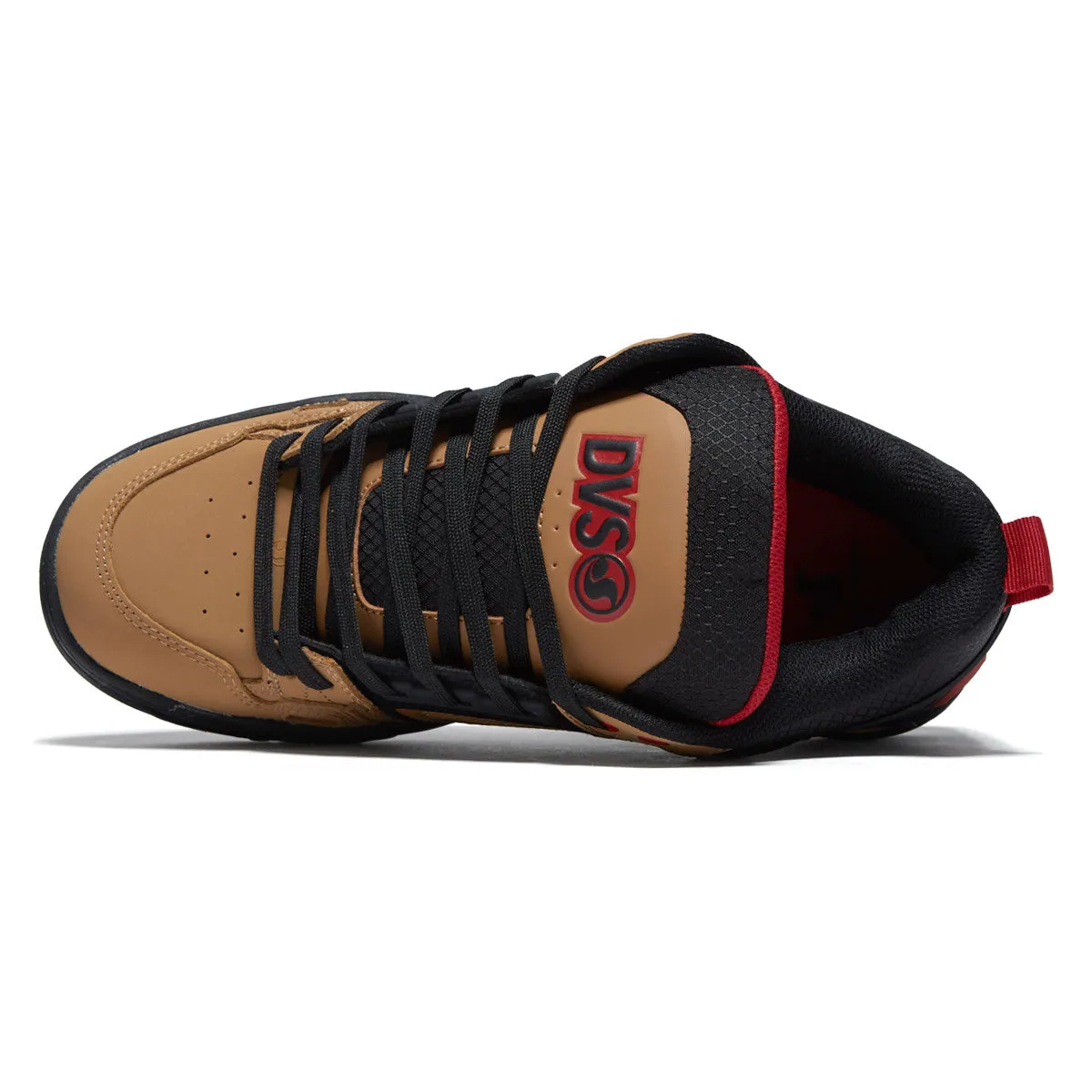 DVS Comanche Shoes - Tan/Black/Red Nubuck Slip On Comfort synthetic leather