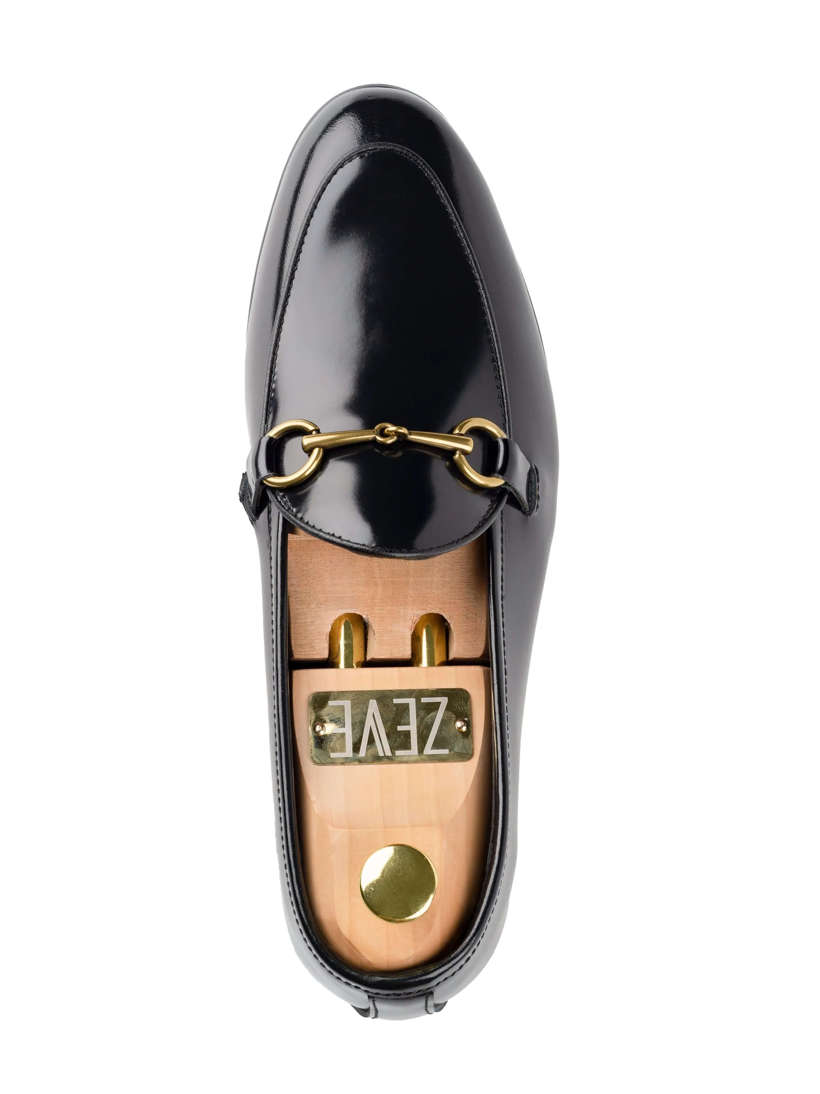 Belgian Loafer Horsebit Buckle - Black Polished (Gold Buckle) Smooth Lane