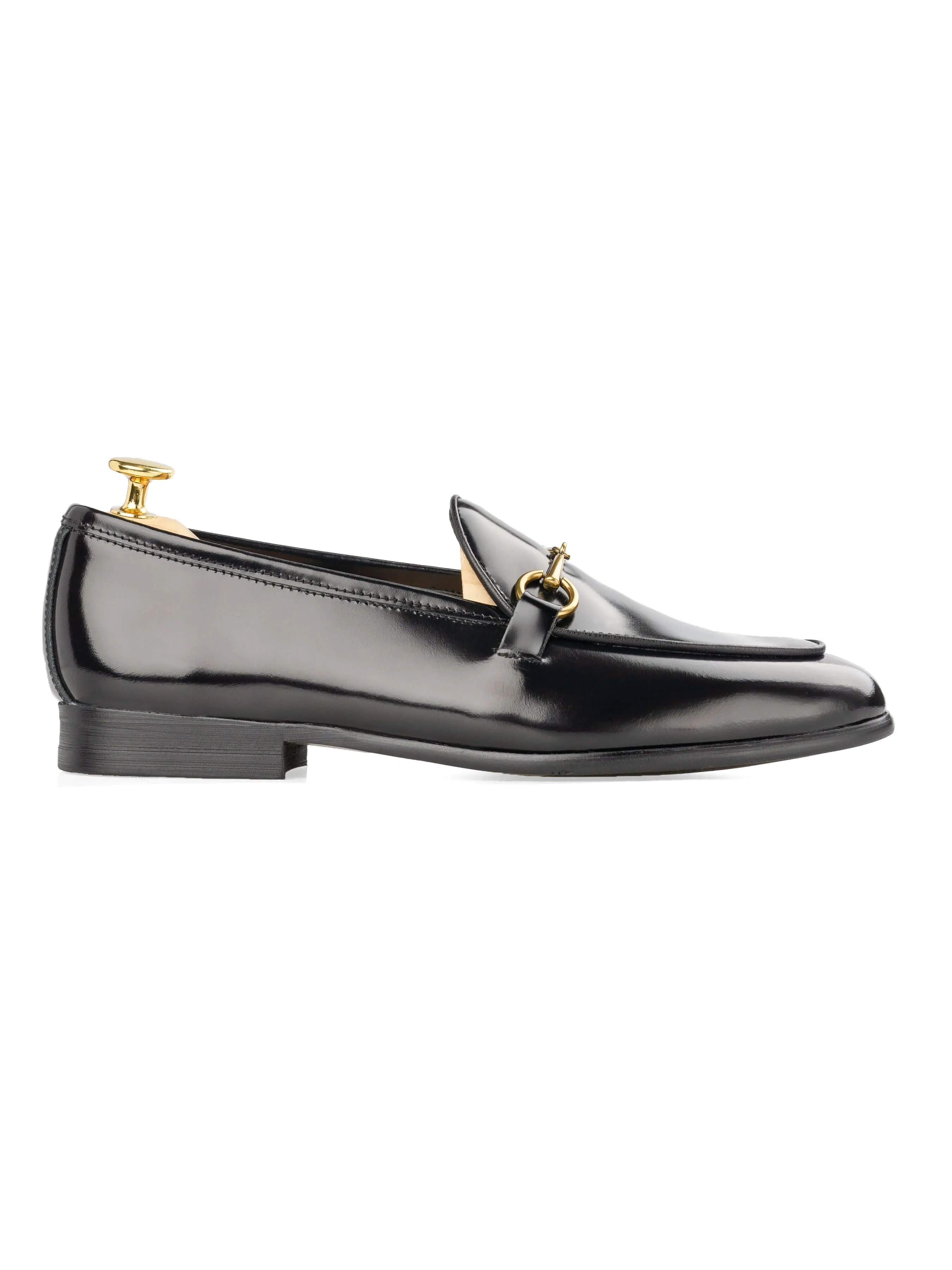 Belgian Loafer Horsebit Buckle - Black Polished (Gold Buckle) Simple Comfort Design Shady Lane
