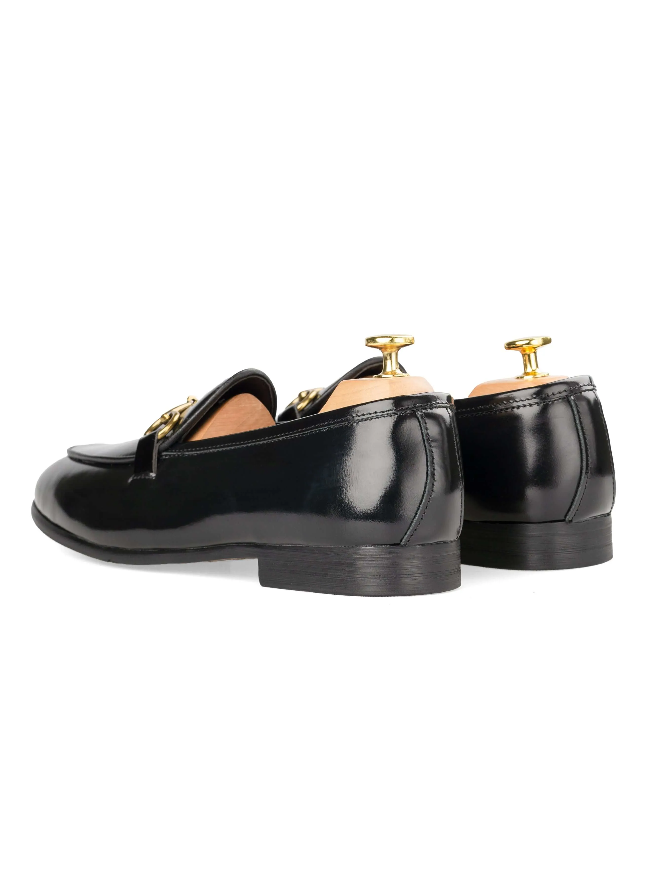 Belgian Loafer Horsebit Buckle - Black Polished (Gold Buckle) Toe Power